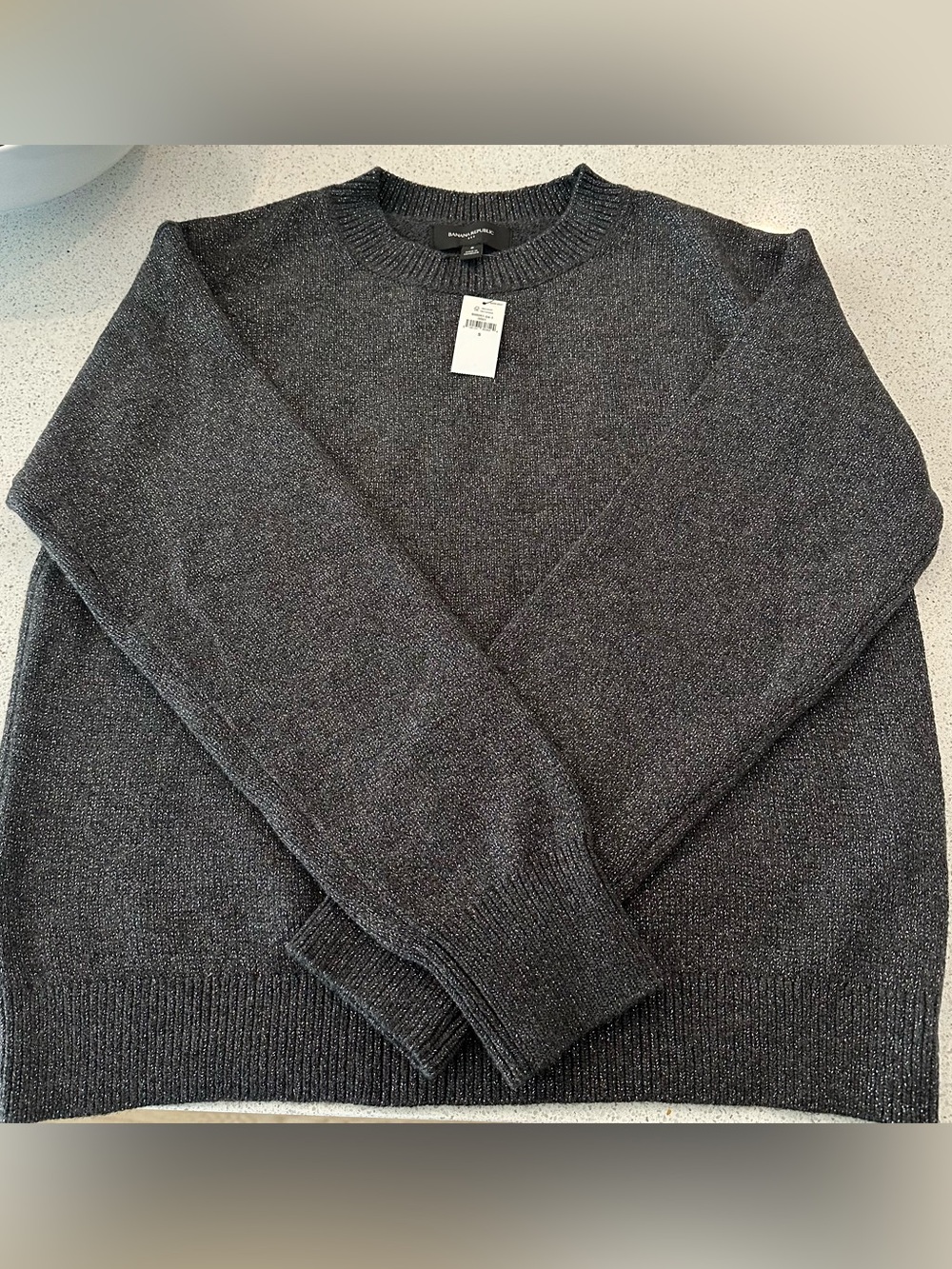 Banana Republic charcoal & silver knit sweater. Small size / women’s. NWT.